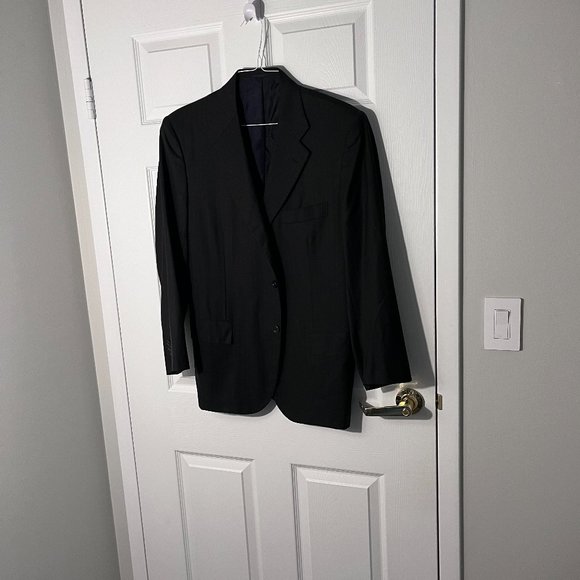 Kiton Black Wool Striped Sport Coat 44S - Picture 1 of 6